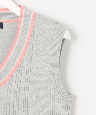 23区GOLF 【WOMEN】【洗える】コットンブレンド ニットベスト ライトグレー系