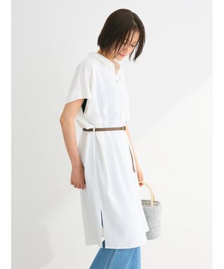 Green Parks ＳＥＴ２点　合皮ベルト＋ミディシャツワンピース Off White