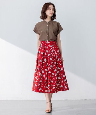 組曲 ディヴェールプリント スカート レッド系5