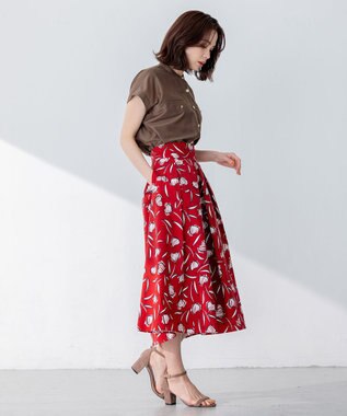 組曲 ディヴェールプリント スカート レッド系5