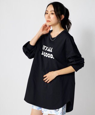 OP／FILA 【RUSTY】らくティブ｜プリント長袖Tシャツ ブラック