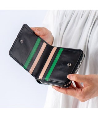 tsumori chisato CARRY グリッターフラワー ラウンドファスナー 2つ折り財布 ブラック