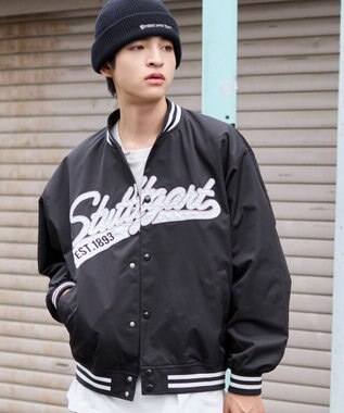 WEGO 【ユニセックス着用ITEM】2WAYフードワッペンスタジャン ブラック