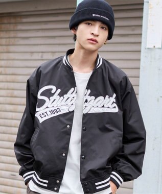 WEGO 【ユニセックス着用ITEM】2WAYフードワッペンスタジャン ブラック