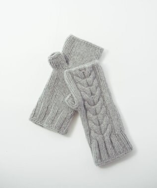 AND WOOL 〈上質な素材と手仕事から生まれた優しいニット〉メリノウール・ケーブルアームウォーマー ライトグレー