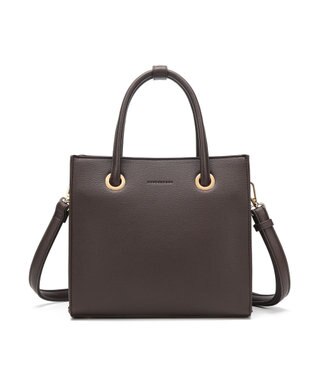 style code  【MERCURYDUO/マーキュリーデュオ】メタルアイレット　両アオリポケット　スクエアハンドバッグ ダークブラウン