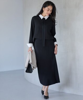 ICB L コットンポリエステルスムース ニットスカート ブラック