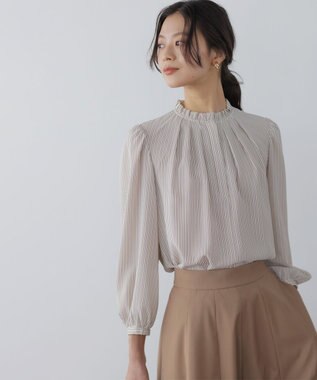 組曲 S ライトデシンフリル襟 ブラウス ベージュ系1