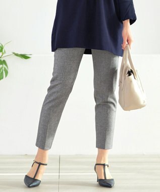 Tiaclasse 【安田美沙子さん着用・洗える】T/R両面起毛ストレッチパンツ ヘリボーングレー