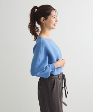 Green Parks もちやわ袖釦ドルマンニットプルオーバー Blue