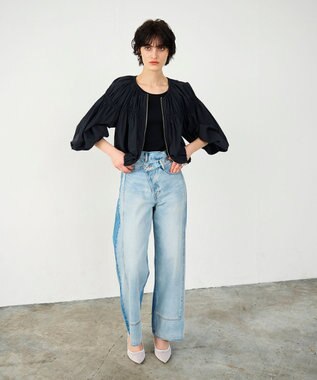 GRACE CONTINENTAL ギャザータフタブルゾン ブラック