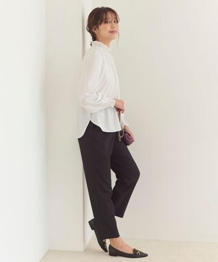 Feroux 【洗える】マリンテーパードパンツ ブラック系