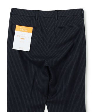 UNFILO MENS 【OCEANS 雑誌・web・YouTube 掲載】FLANNEL TOUCH 機能美パンツ スリム ネイビーストライプ