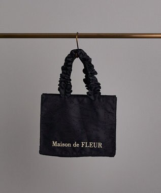 Maison de FLEUR レースフリルハンドルスクエアトートＳバッグ Black