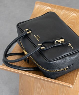 INTER-CHAUSSURES 【CHRISTIAN VILLA】ベーシックレザーハンドバッグ ブラック