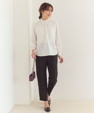 Feroux 【洗える】マリンテーパードパンツ ブラック系