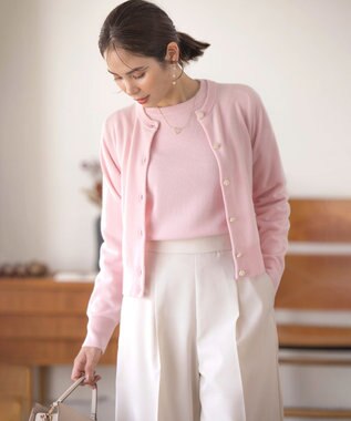 組曲 L 【アンサンブル対応可】ピュアカシミヤ ビジューカーディガン ピンク系