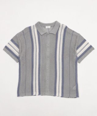 WEGO ラインニットシャツ（SS） ライトグレー