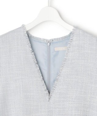 ICB ライトスラブツイード Vネックジレ ライトデニムミックス