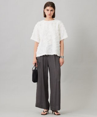 ICB 【洗える】 ヘアリーシアージャカード ブラウス オフホワイト系