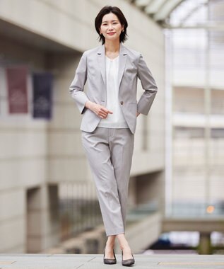 J.PRESS LADIES 【セットアップ対応・洗える・撥水・防汚】コットンFITTYシャーク テーラード ジャケット ベージュ系