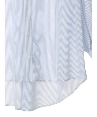 earth music&ecology 袖スリットリボンロングシャツ Sax