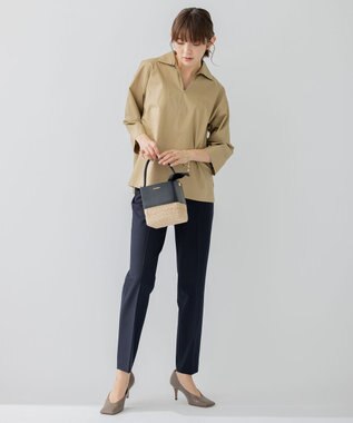 23区 【洗える】コンパクトコットンツイル スキッパー シャツ ベージュ系