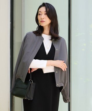 自由区 【セットアップ対応・洗える】トリアセジョーゼット ブルゾン グレー系