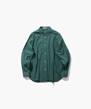 ATON SHRINK COTTON LAWN | オーバーサイズシャツ - UNISEX GREEN