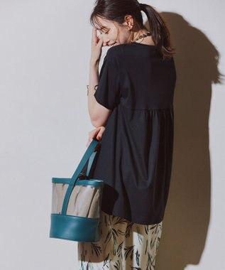 ANY L 【汗ジミ防止加工】シルケットスムースバックギャザーチュニック ブラック