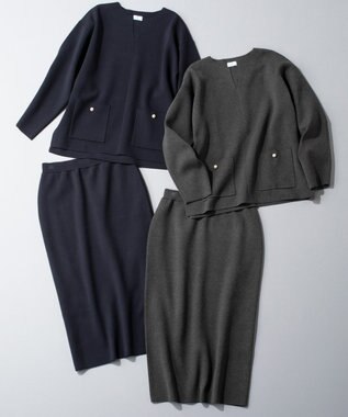 組曲 S 【加藤ローサさん着用】スムースストレッチニットアップ グレー系