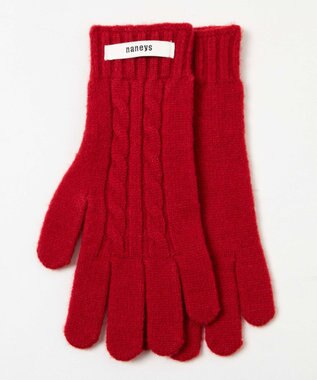 WEGO ケーブル編みグローブ レッド