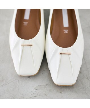 MODE ET JACOMO <MODE ET JACOMO>ソフトレザーフラットパンプス ホワイト