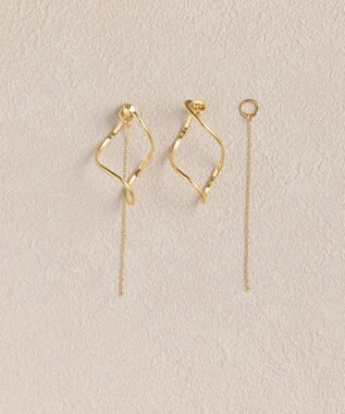 Phoebe 2wayグレースツイストラインイヤリング　ゴールド ゴールド