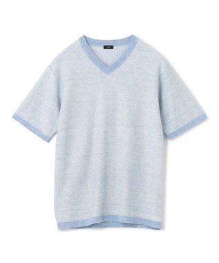 JOSEPH HOMME リネンヘリンボン　Vネックニット サックスブルー系3