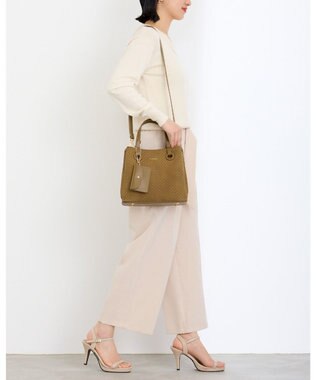 MioFIRANO カジュアルシックバスケットウィーブハンドバッグ 2WAY パスケース付き　FIRANO フィラノ KHAKI