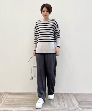 自由区 【Sサイズ有】コットンカシミヤ ニットトレーナー ライトグレー系1