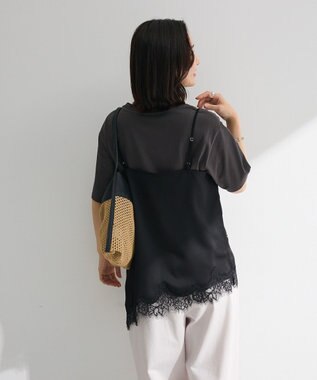 Green Parks レースドッキングサテンビスチェ Black