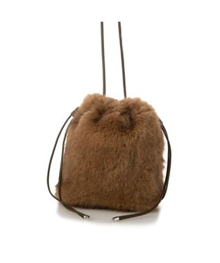 UNBILLION カシュカシュ cachecache / エコファーシンプル巾着ショルダーバッグ キャメル