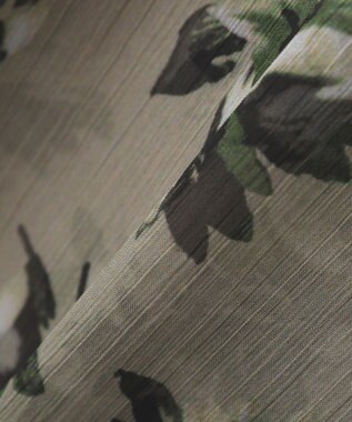 YECCA VECCA フラワー柄シアーロングシャツ Light Khaki