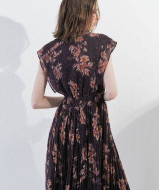 YECCA VECCA ぼかし柄プリーツワンピース Brown