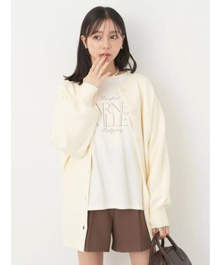 earth music&ecology やわらかタッチミドル丈カーディガン Ivory