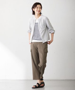 J.PRESS LADIES L 【洗える】ツイルライトストレッチ テーパード カーゴ パンツ カーキ系