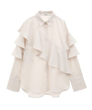 earth music&ecology アシメラッフルシャツ Off White