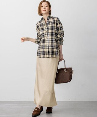 23区 【WEB限定】シャーリング チェック シャツ ブラックチェック