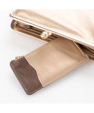 UNBILLION perche フラグメントケース付きアンティーク調ガマグチ長財布 ゴールド