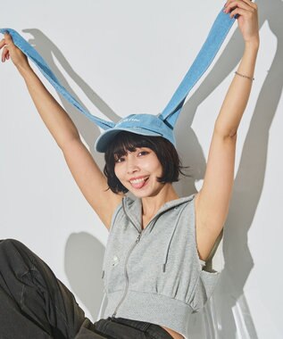 WEGO うさ耳デニムキャップ デニム淡加工色