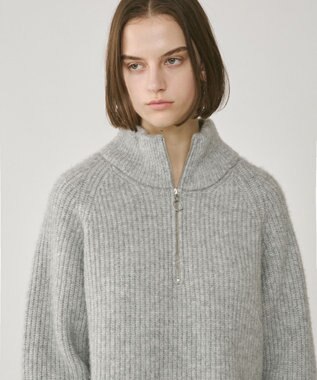 GRACE CONTINENTAL 畦zipニットトップ グレー