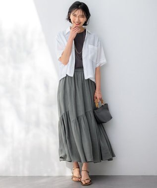 23区 【接触冷感/洗える】フレンチスリーブ IT TEE ブラウン系