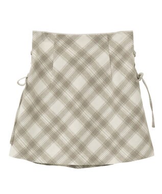 earth music&ecology サイドレースアップミニスカート Check Ivory